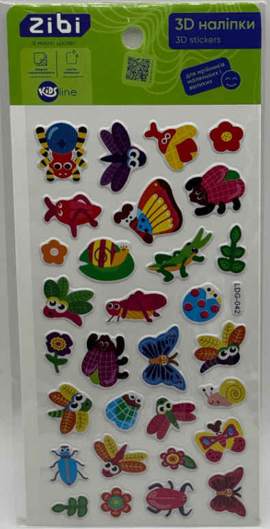 Наліпка 3D "Жучки мікс" 18см, KIDS Line №ZB.63327/Zibi — купити | Канцелярський Сад