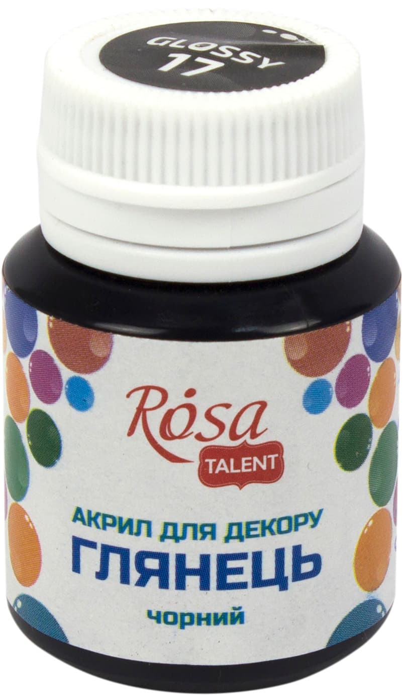 Акрил для декору "Rosa Talent" 20мл №21017/2769 глянцевий чорний — купити | Канцелярський Сад