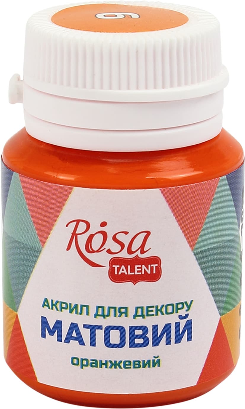 Акрил для декору "Rosa Talent" 20мл №20006/9085 матовий помаранчевий — купити | Канцелярський Сад
