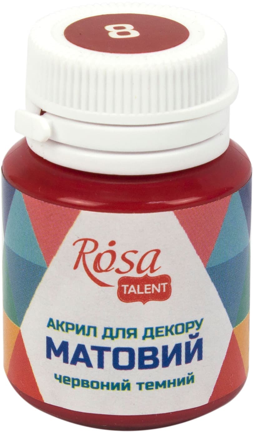 Акрил для декору "Rosa Talent" 20мл №20008/3124 матовий темно червоний — фото товару | Канцелярський Сад