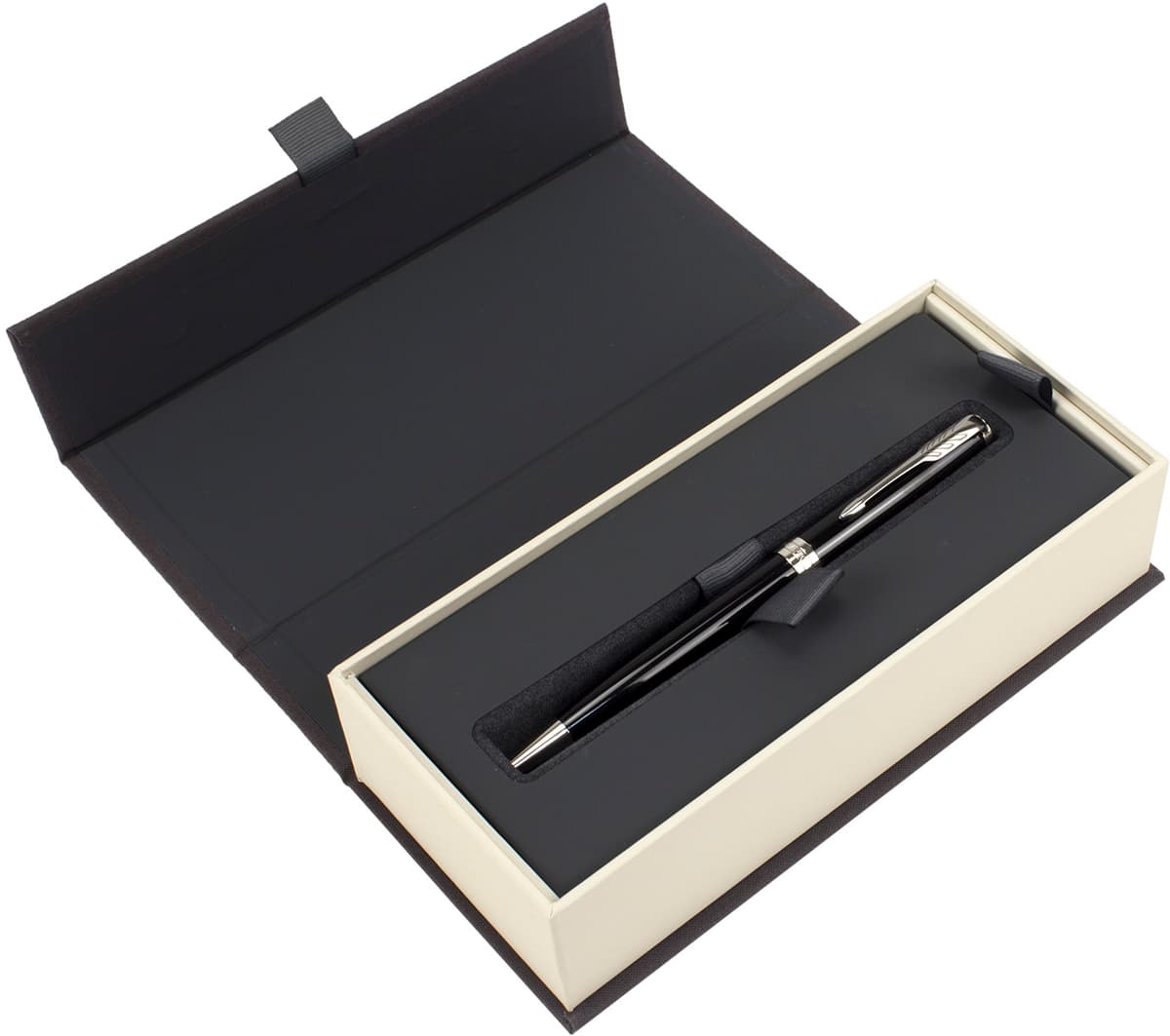Ручка кульк. "Parker Sonnet" 17 Black Lacquer №86132 хром — купити | Канцелярський Сад