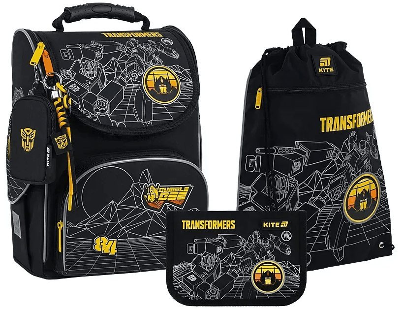 Набір: рюкзак 1від.,3карм.+пенал+сумка для взуття "Kite" Transformers №SET_TF25-501S — купити | Канцелярський Сад