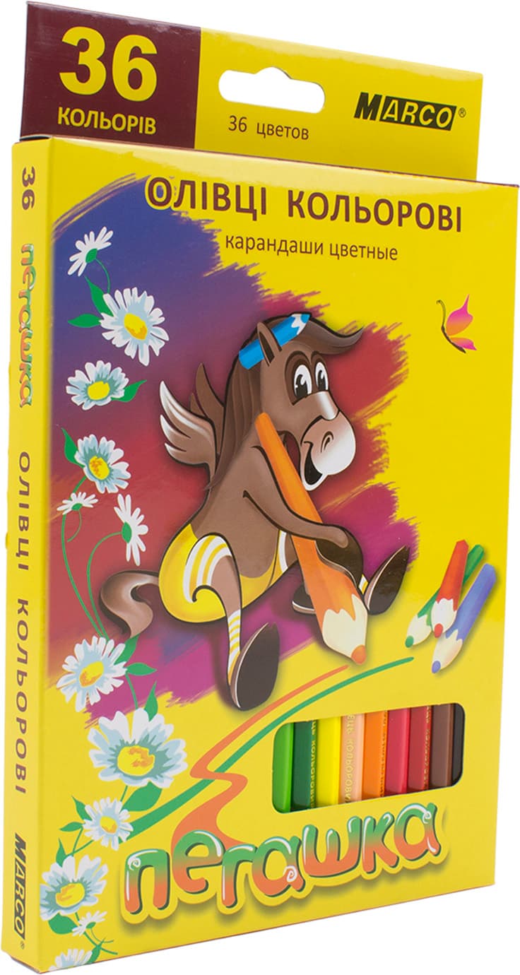 Олівці кольор. 36 кольор. "Marco" №1010-36 Пегашка — купити | Канцелярський Сад
