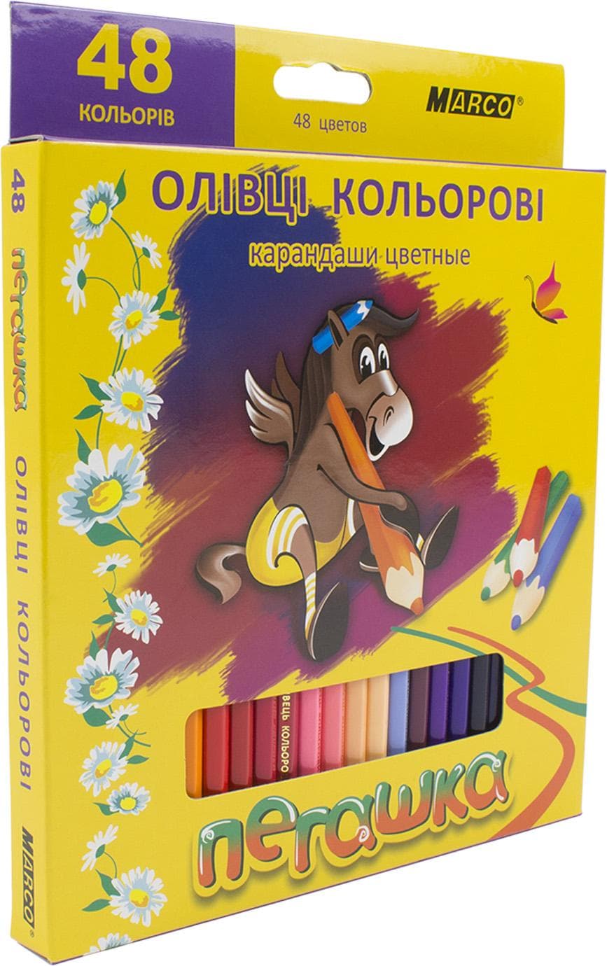 Олівці кольор. 48 кольор. "Marco" №1010-48 Пегашка — купити | Канцелярський Сад