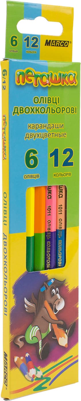 Олівці кольор. 12 кольор./6 шт "Marco" №1011-6СВ Пегашка — купити | Канцелярський Сад