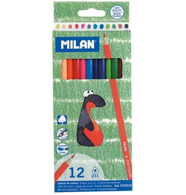 Олівці кольор. 12 кольор. "Milan" №0722312 трикут. — купити | Канцелярський Сад