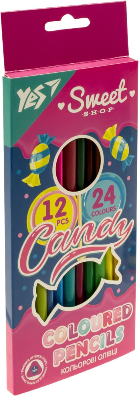 Олівці кольор. 24 кольор./12шт "Yes" №290675 Sweet Cream — купити | Канцелярський Сад