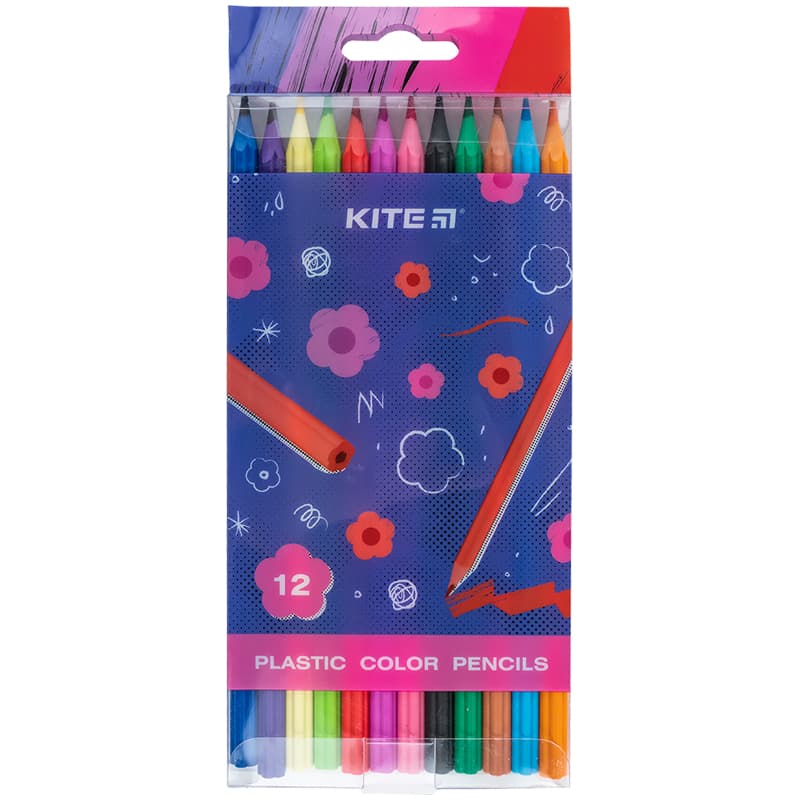Олівці кольор. 12 кольор. "Kite" №K24-049-1 Kite Flower — купити | Канцелярський Сад
