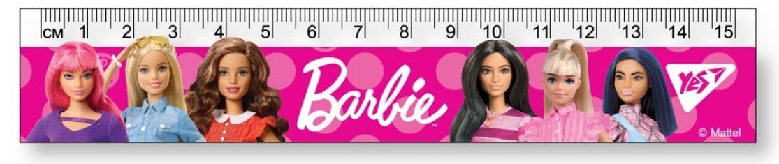 Лінійка пласт. 15см "Yes" Barbie №370597 — фото товару | Канцелярський Сад
