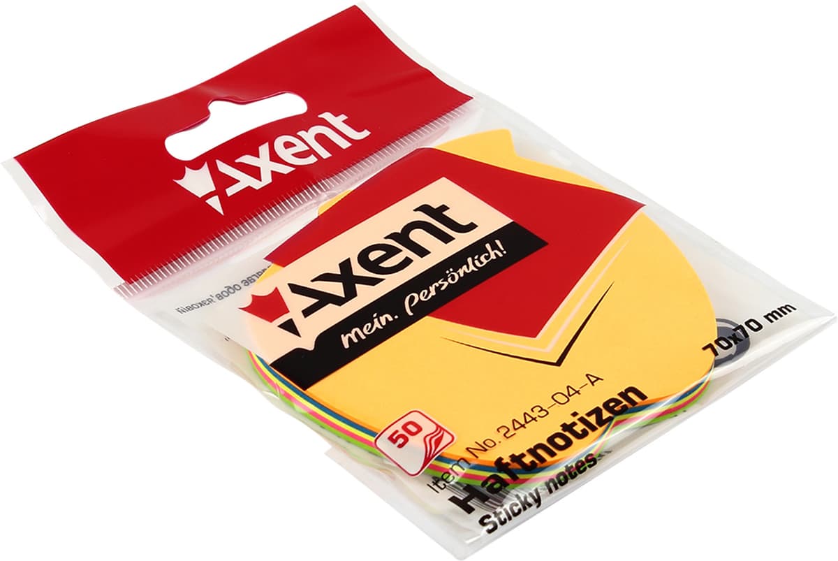 Блок/зам. липк. краєм 70х70мм 50арк. яблуко "Axent" №2443-04 — купити | Канцелярський Сад