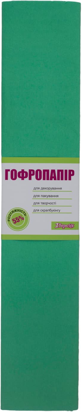 Папір гофра №5 2м х50см 55% 26,4г/м2 "1В" №705546 (яскраво-зелен.) — купити | Канцелярський Сад