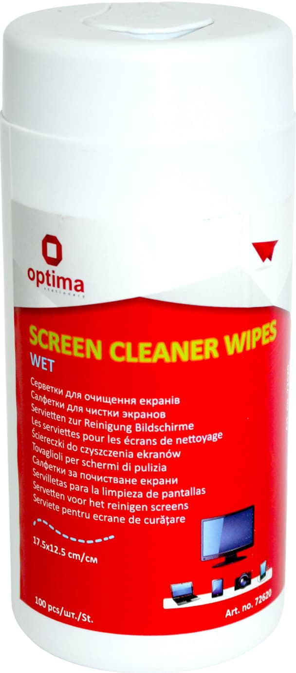 Серветки вологі для очищення екранів "Optima" NEO(100шт) №E72620 — купити | Канцелярський Сад
