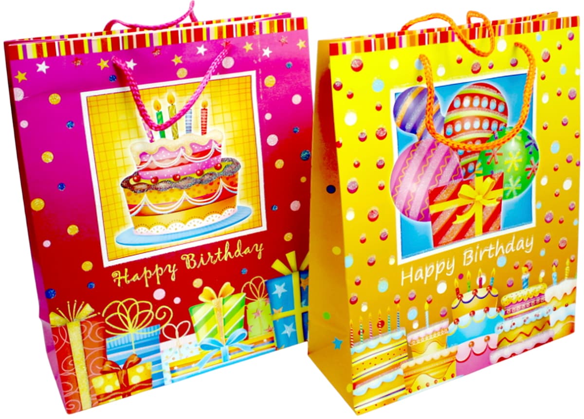 Пакет подарунковий папер. 26х10х32см,96-29/2114L Happy Birthday №/461399/Leader — купити | Канцелярський Сад