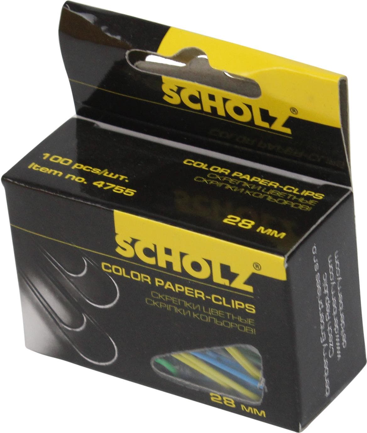 Скріпки "Scholz" №4755 28мм (100шт) прямі,кольорові — купити | Канцелярський Сад