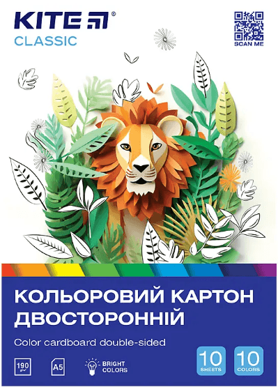 Картон кольор. А5 двостор.10арк./ 10кольор. Classic №K-289/Kite — купити | Канцелярський Сад