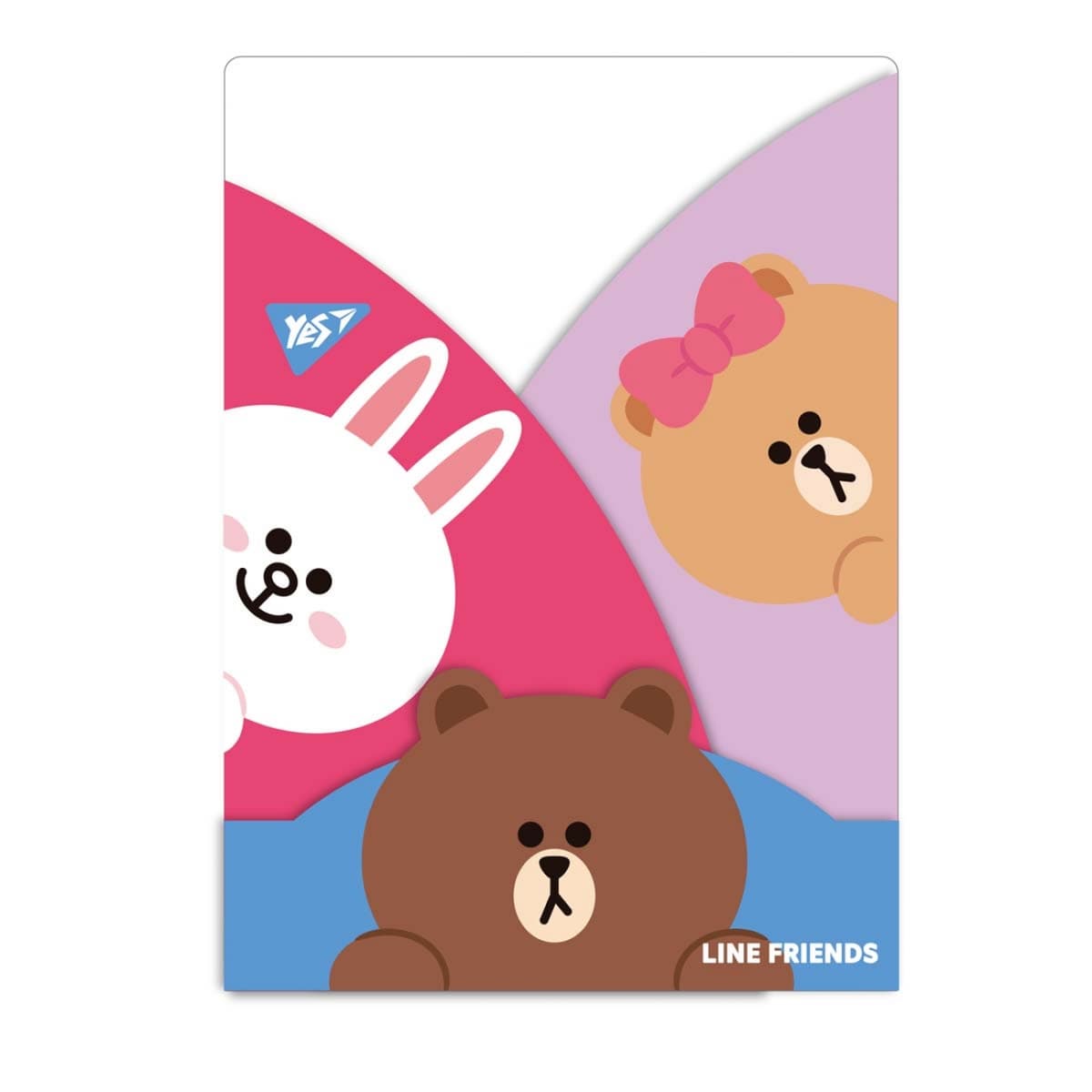 Папка-куточок "Yes" Line Friends №492084 А4 з 3 фігурними клапанами — купити | Канцелярський Сад