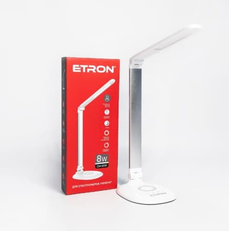 Лампа наст. LED ETRON Desk Lamp step 8W 3000-6000K White-silver №1-EDL-401 — купити | Канцелярський Сад