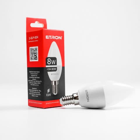Лампа "Etron Light Power" LED 1-ELP-024 C37 8Вт. 4200K E14 — купити | Канцелярський Сад