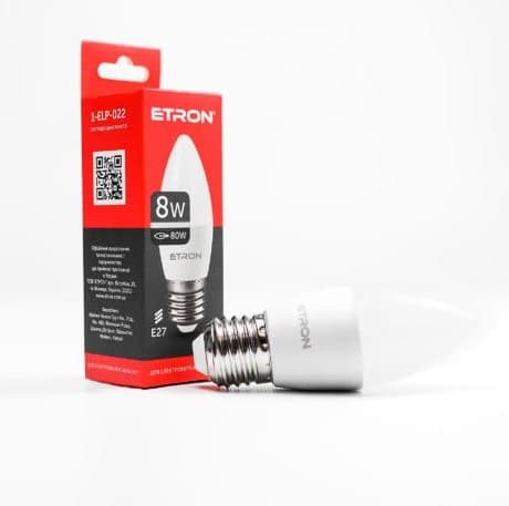 Лампа "Etron Light Power" LED 1-ELP-022 C37 8Вт. 4200K E27 — купити | Канцелярський Сад