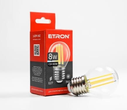 Лампа "Etron Filament Power" прозоре скло LED 1-EFP-142 G45 8Вт 4100K Е27 — купити | Канцелярський Сад