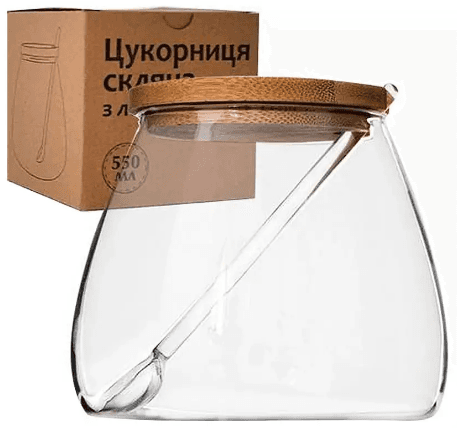 Цукорниця скло 0,58л з ложкою №32242 — купити | Канцелярський Сад