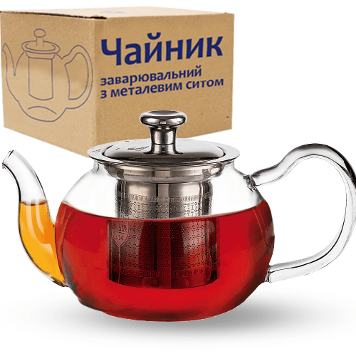 Заварник для чаю скло 580мл з металевим ситом №32237/S&T — купити | Канцелярський Сад
