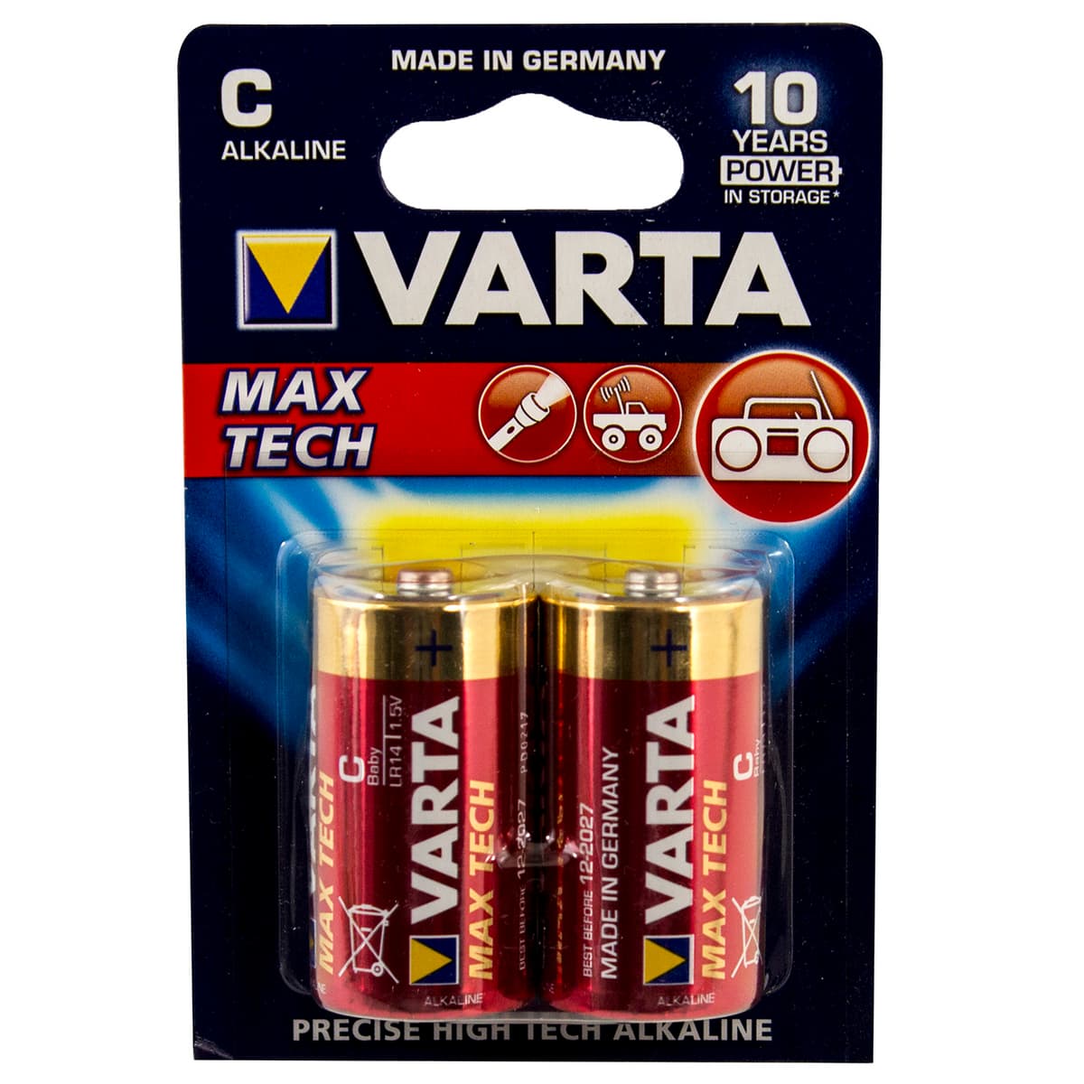 Батарейки Varta maxi tech/longlife max power LR-14/блістер 2шт — фото товару | Канцелярський Сад