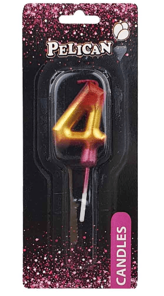 Свічка в торт "Цифра-4" райдужна 4,5см №864564/Pelican — купити | Канцелярський Сад