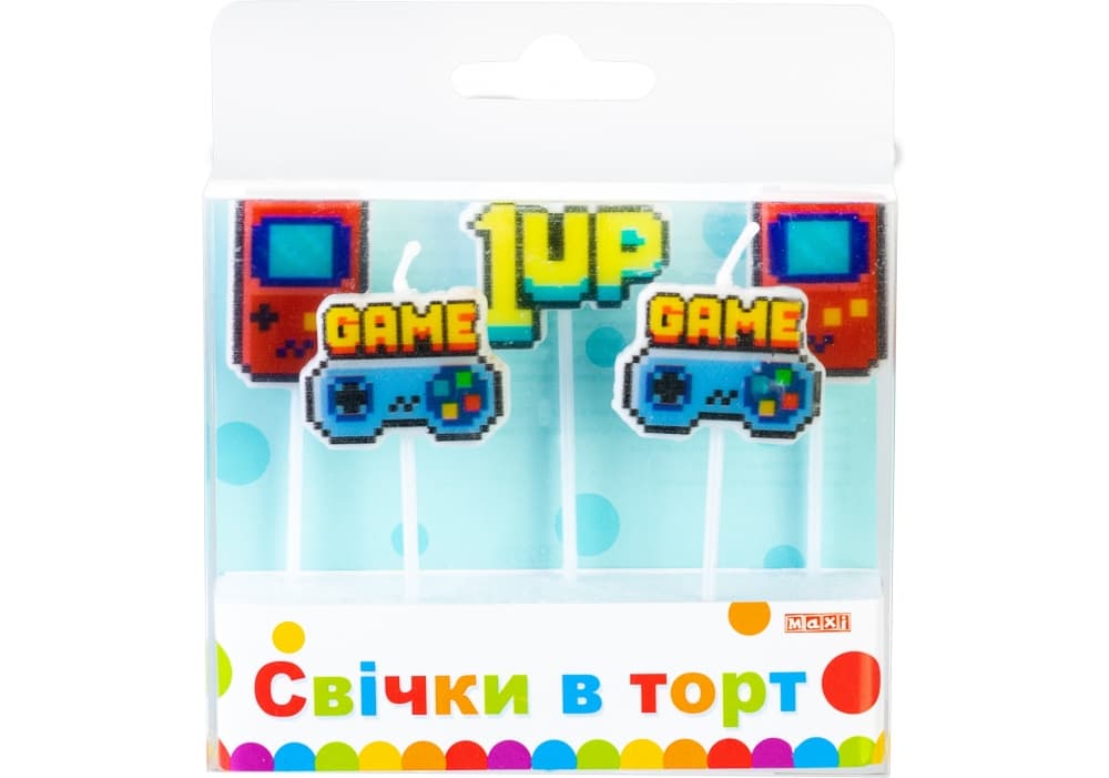Набір свічок в торт "Games" 5шт №MX629278/Maxi — фото товару | Канцелярський Сад