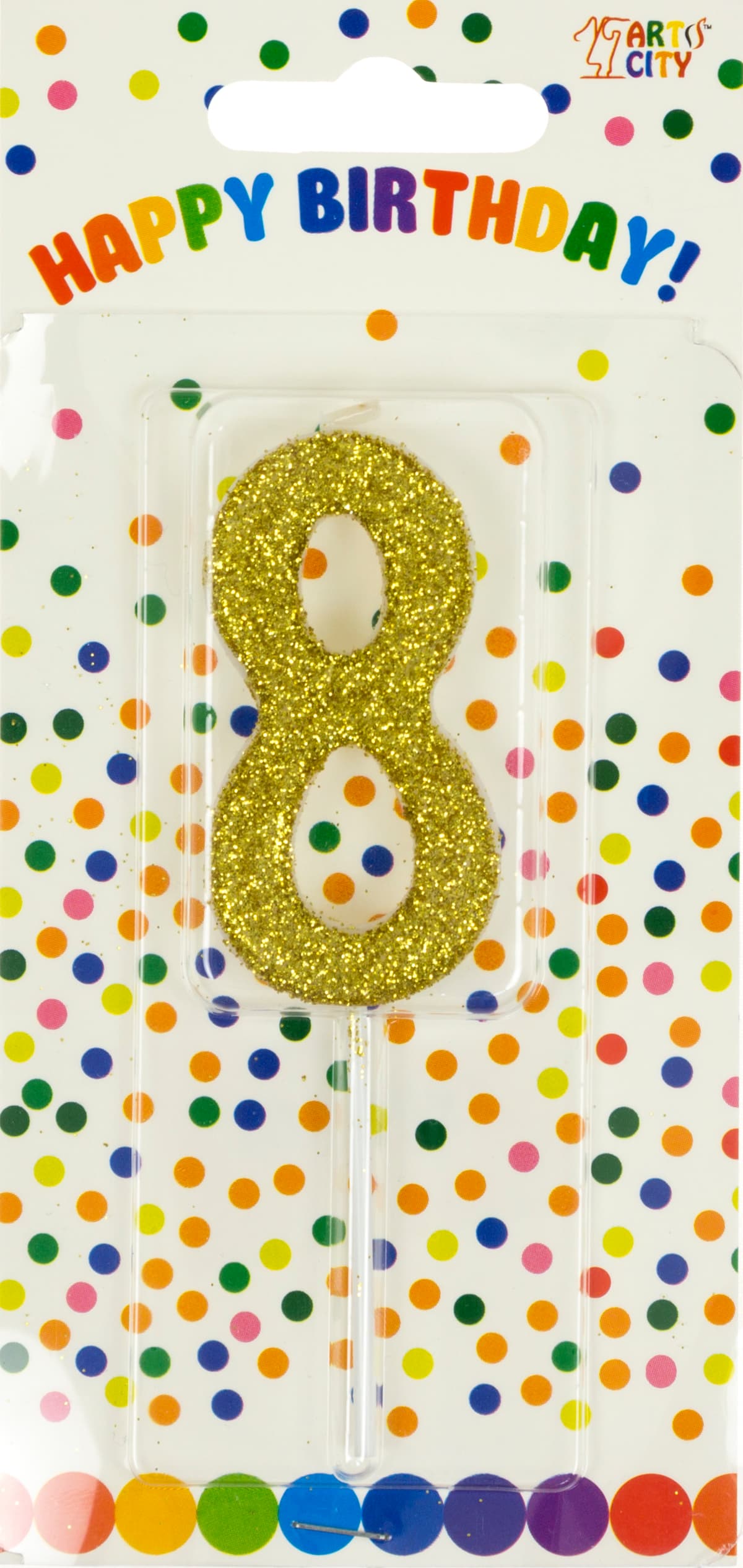 Свічка в торт "Цифра-8" золото на паличці — купити | Канцелярський Сад