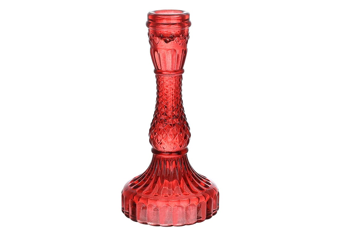 Підсвічник скло "Crystal" 9,5х17см (для тонкої свічки) червоний винний №133-017/Bonadi — купити | Канцелярський Сад