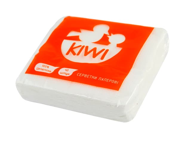 Серветки столові "Kiwi" (40шт) білі Еко №0033/0059 — купити | Канцелярський Сад