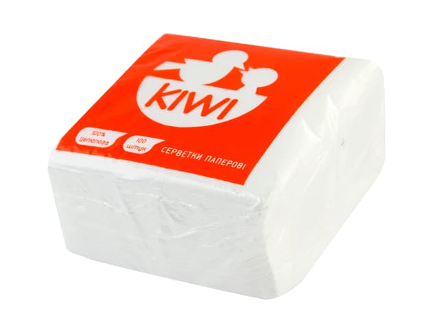 Серветки столові "Kiwi" (100шт) білі Еко №0026/0035 — фото товару | Канцелярський Сад