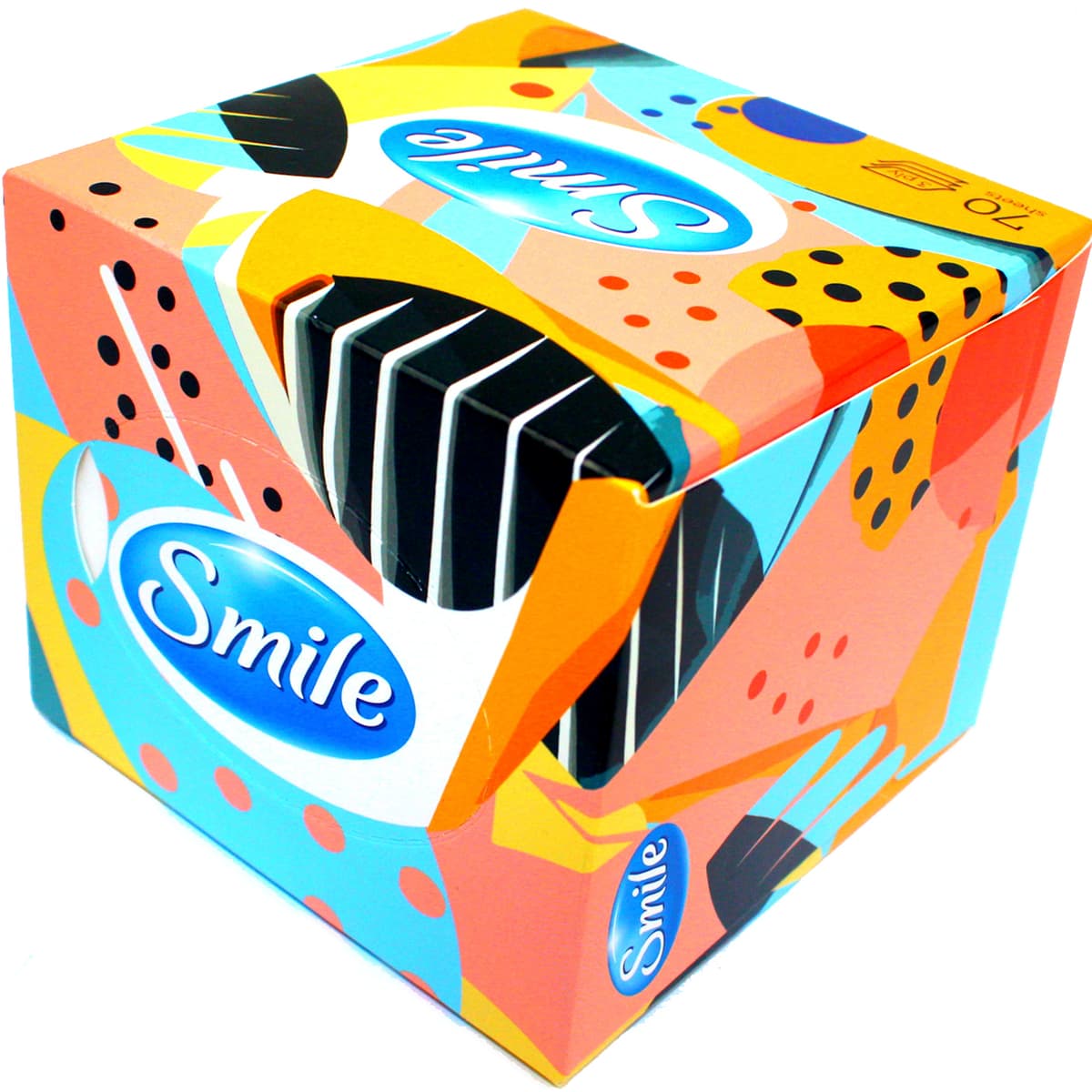 Серветки паперові косметичні Smile (70шт) 3шар білі куб №1996 — купити | Канцелярський Сад