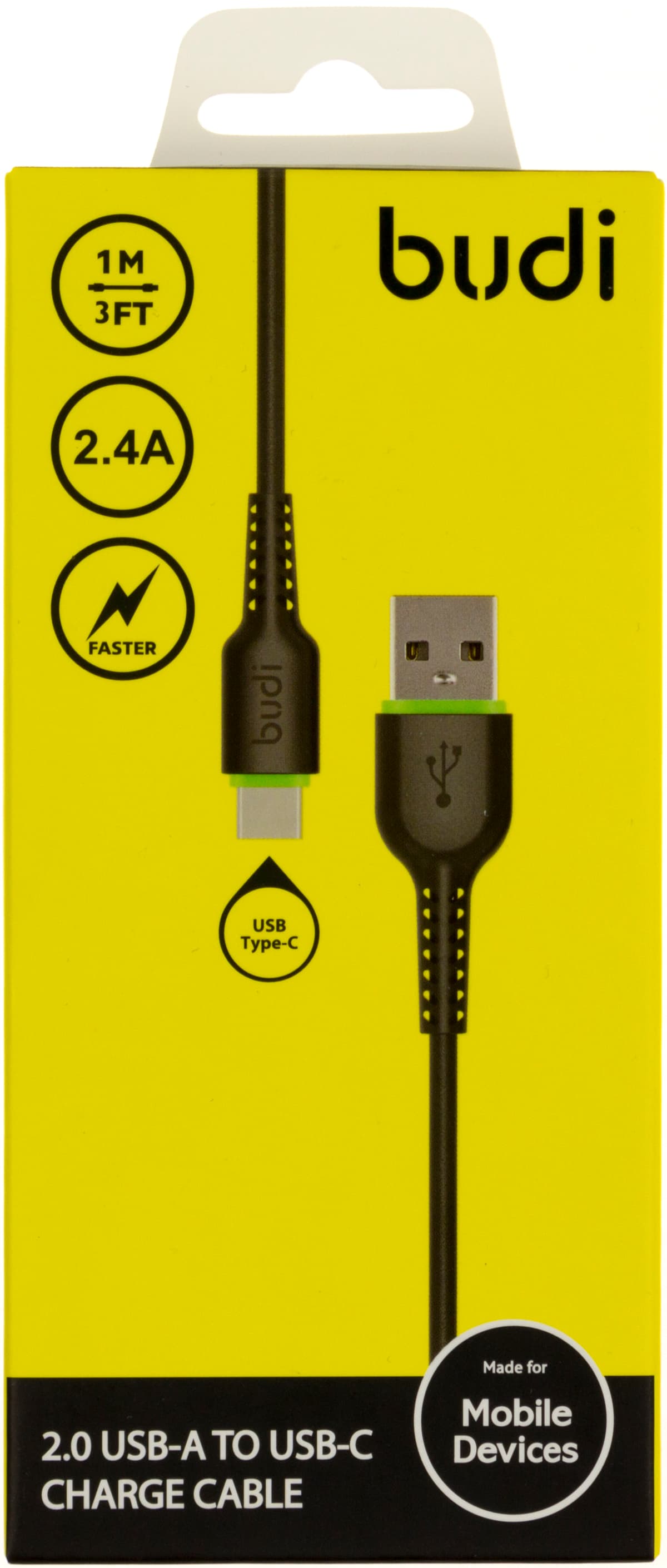 Кабель USB > Type-C Budi 2.4A 1м №M8J158T/DC158T10B — купити | Канцелярський Сад