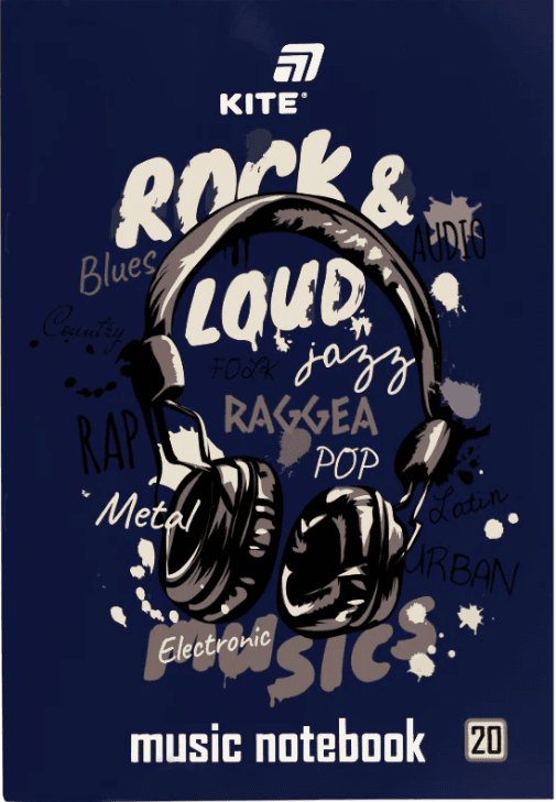 Нотний зошит А4 20арк. Rock&Loud №K26-404/Kite — купити | Канцелярський Сад