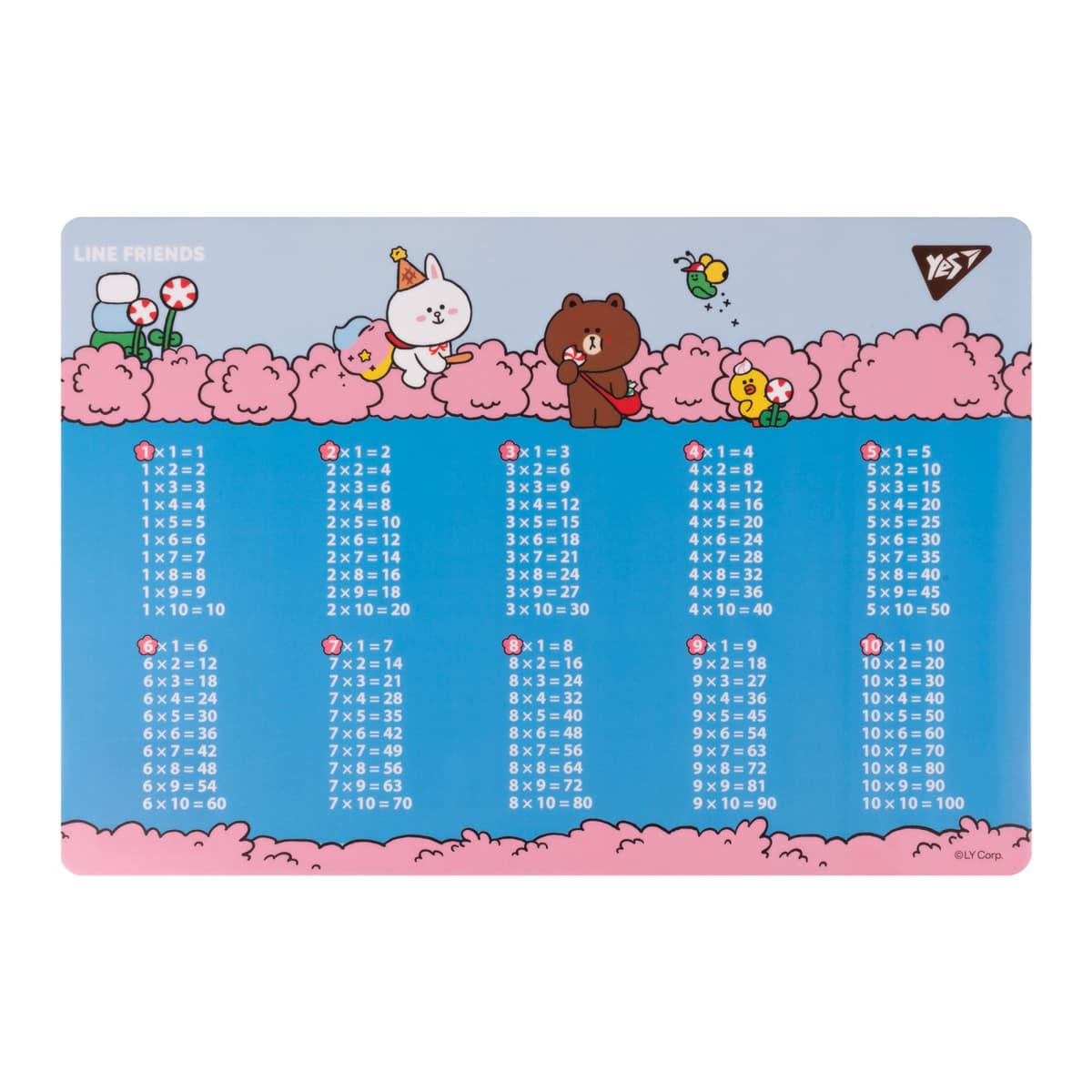 Підкладка для столу "Yes" №492254 Line Friends. Together Таблиця множення — купити | Канцелярський Сад