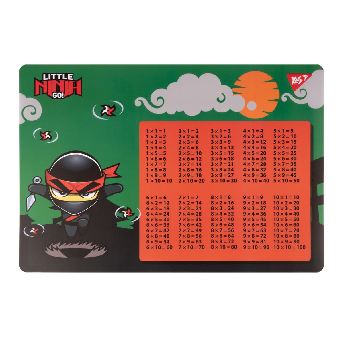 Підкладка для столу "Yes" №492252 Ninja зелений Таблиця множення — купити | Канцелярський Сад
