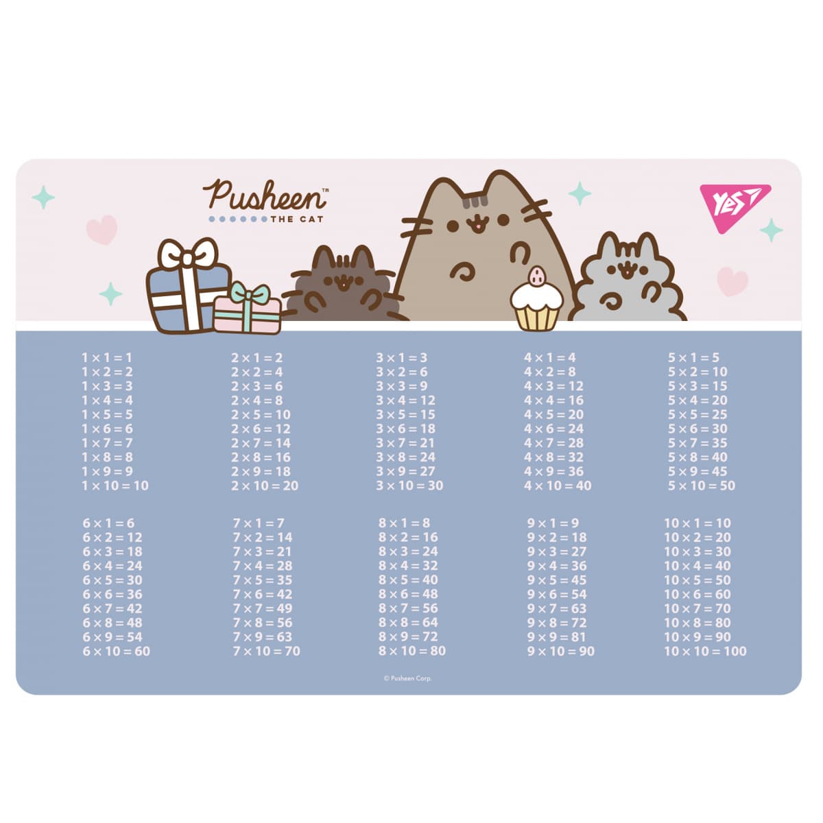 Підкладка для столу "Yes" №492324 Pusheen табл. множ. фіолетова — купити | Канцелярський Сад