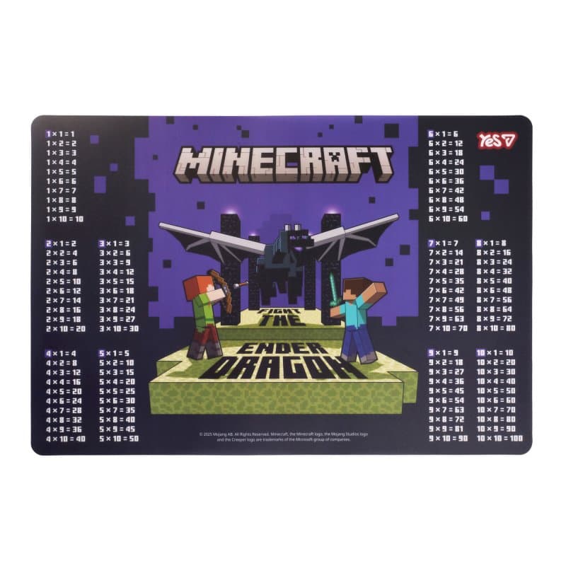Підкладка для столу "Yes" №492363 Minecraft.Dragon Таблиця множення 42,5х29,5см — купити | Канцелярський Сад