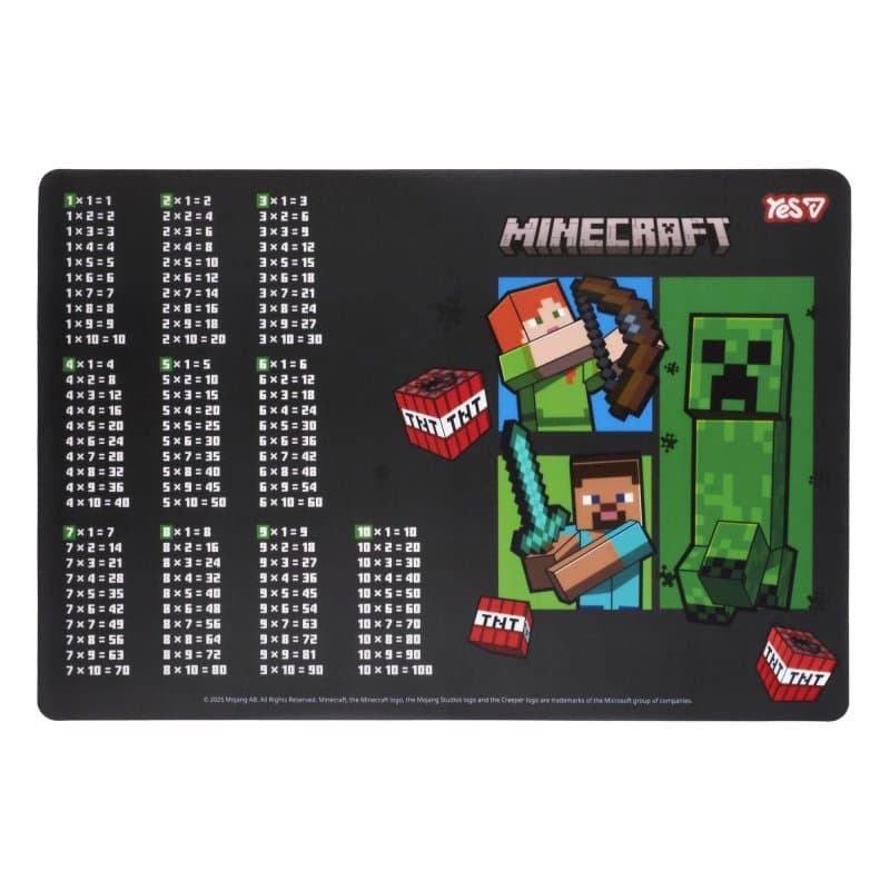 Підкладка для столу "Yes" №492362 Minecraft.TNT Таблиця множення 42,5х29,5см — купити | Канцелярський Сад