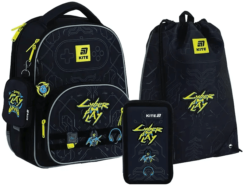 Набір: рюкзак 2від.,2карм.+пенал+сумка для взуття "Kite" Cyber №SET_K25-556M-2 — купити | Канцелярський Сад