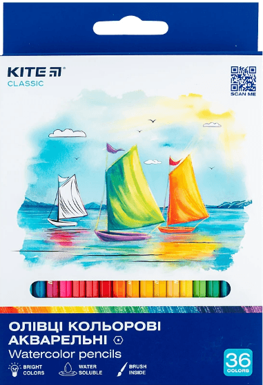 Олівці кольор. аквар. 36 кольор. "Kite" №К-1052 Classic — фото товару | Канцелярський Сад