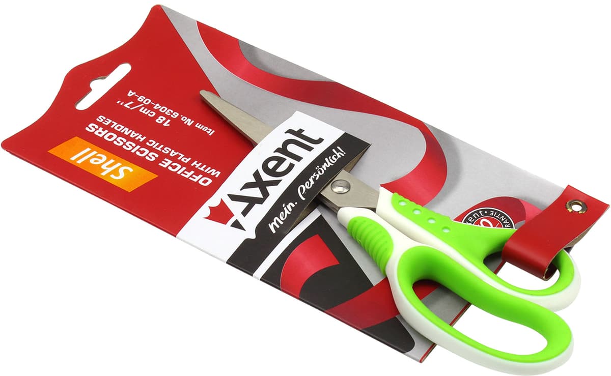 Ножиці офісн. "Axent" №6304-09 18см Shell біл.-салатові — купити | Канцелярський Сад