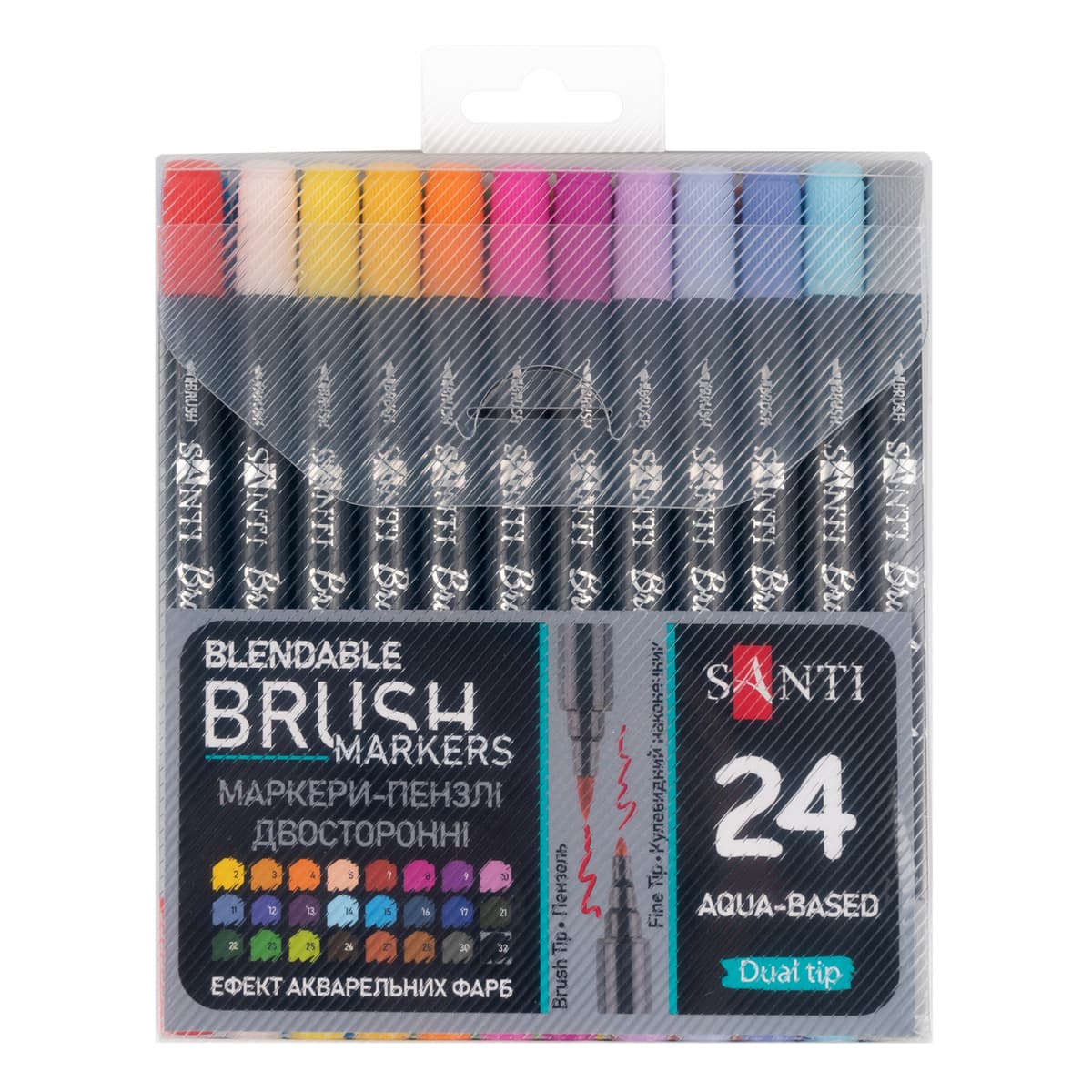Набір маркерів двостор."Santi" (24кол) Brush Marker №391056 акварельні — купити | Канцелярський Сад