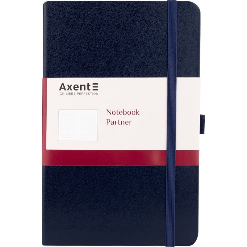Блокнот В6 96арк. кліт. тв. обкл. "Partner" синій №8201-02/Axent — купити | Канцелярський Сад