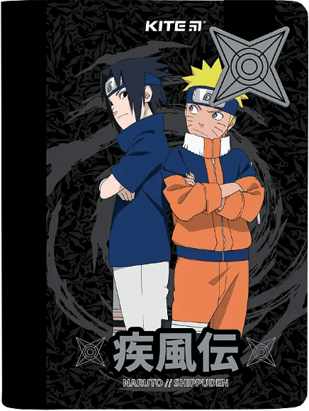 Блокнот А5 60арк. кліт. тв. обкл. Naruto з магнітною закладкою №NR24-192/Kite — купити | Канцелярський Сад