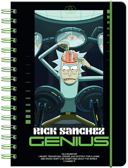 Блокнот пруж. А5 80арк. кліт. тв. обкл. Rick and Morty №RM24-190/Kite — купити | Канцелярський Сад