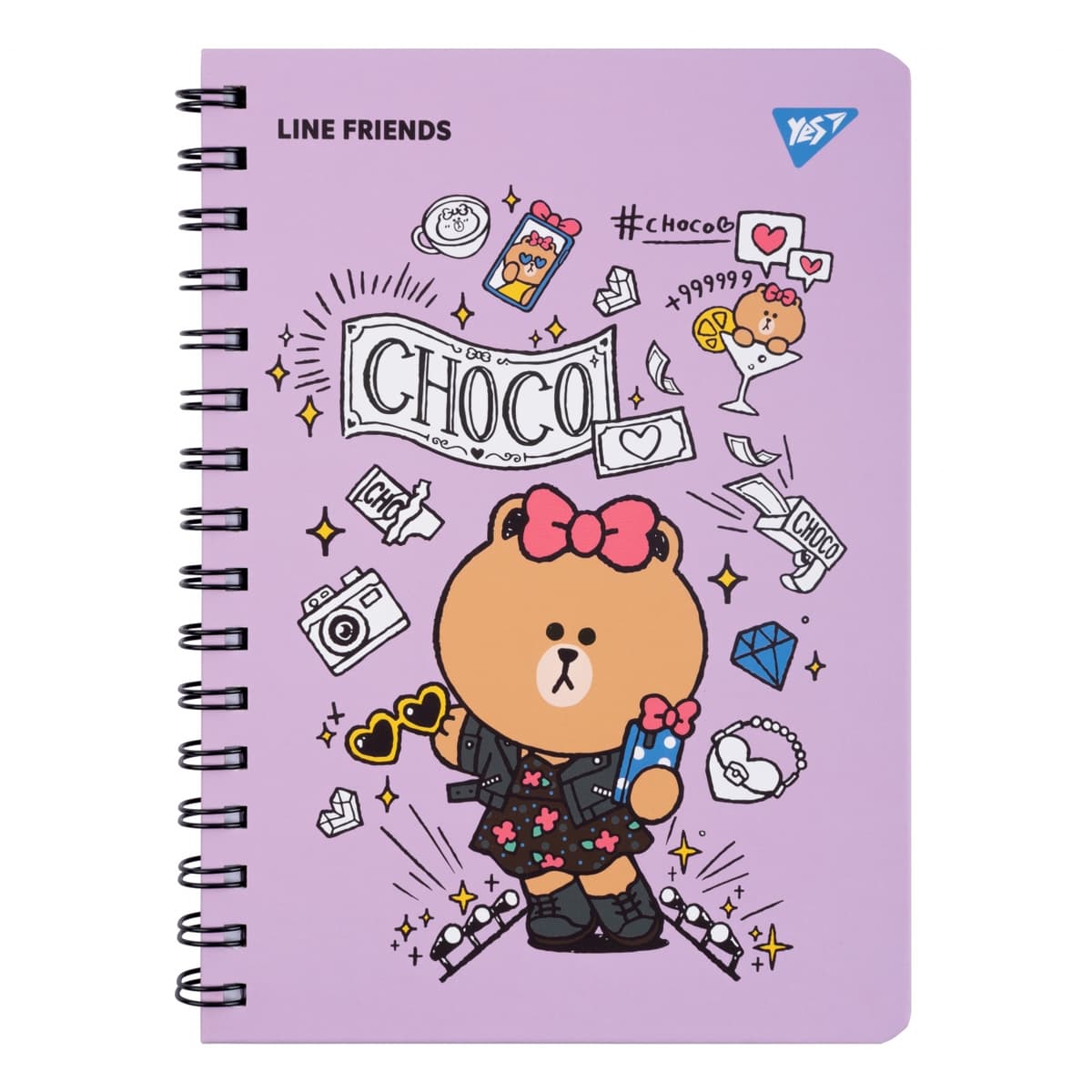 Блокнот пруж. А5 80арк. "Line Friends" Choco з гумкою №151771/Yes — фото товару | Канцелярський Сад