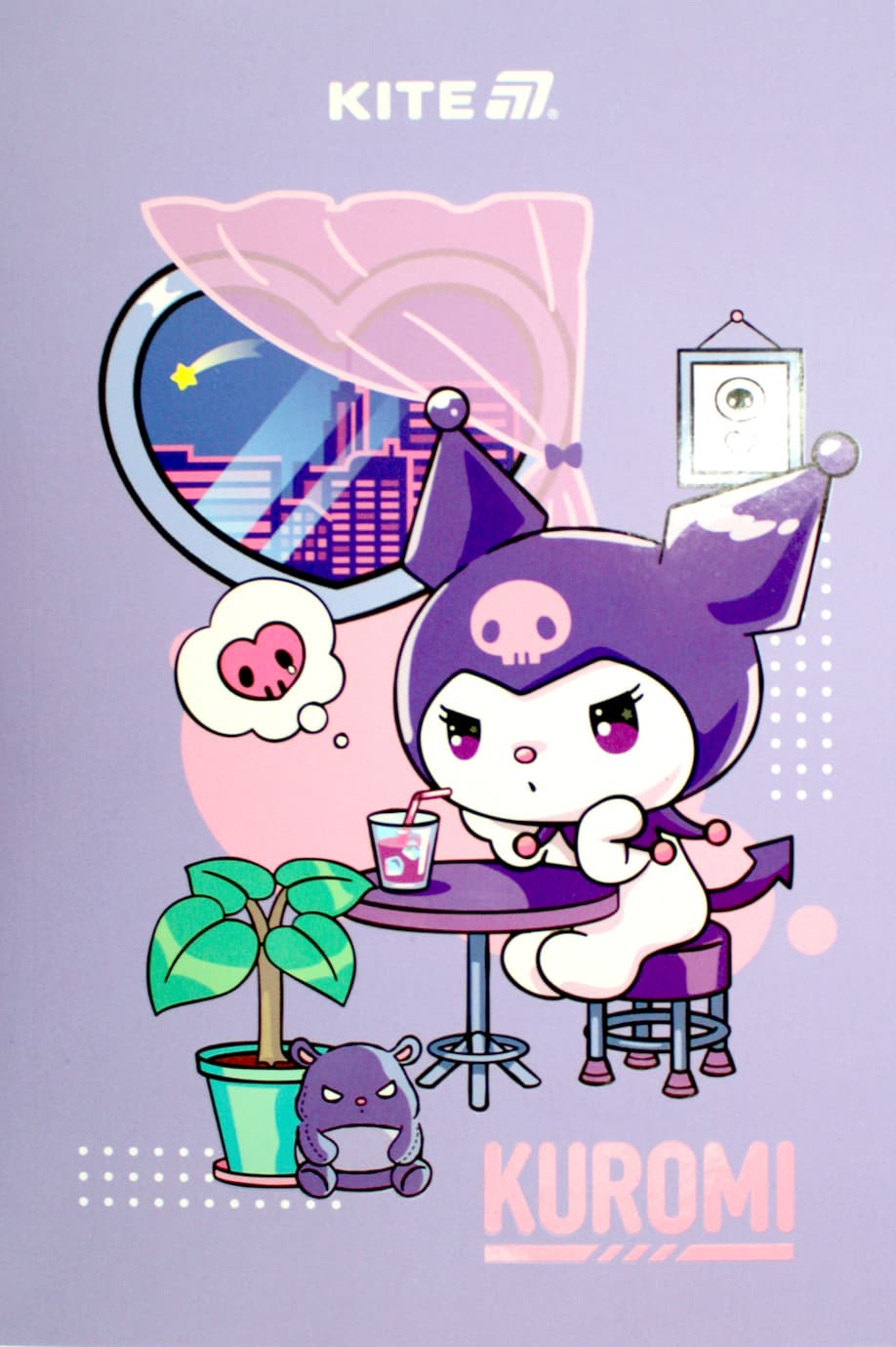 Блокнот А5 64арк. б/лін. м'яка обкл. Kuromi термобіндер №HK25-193/Kite — купити | Канцелярський Сад